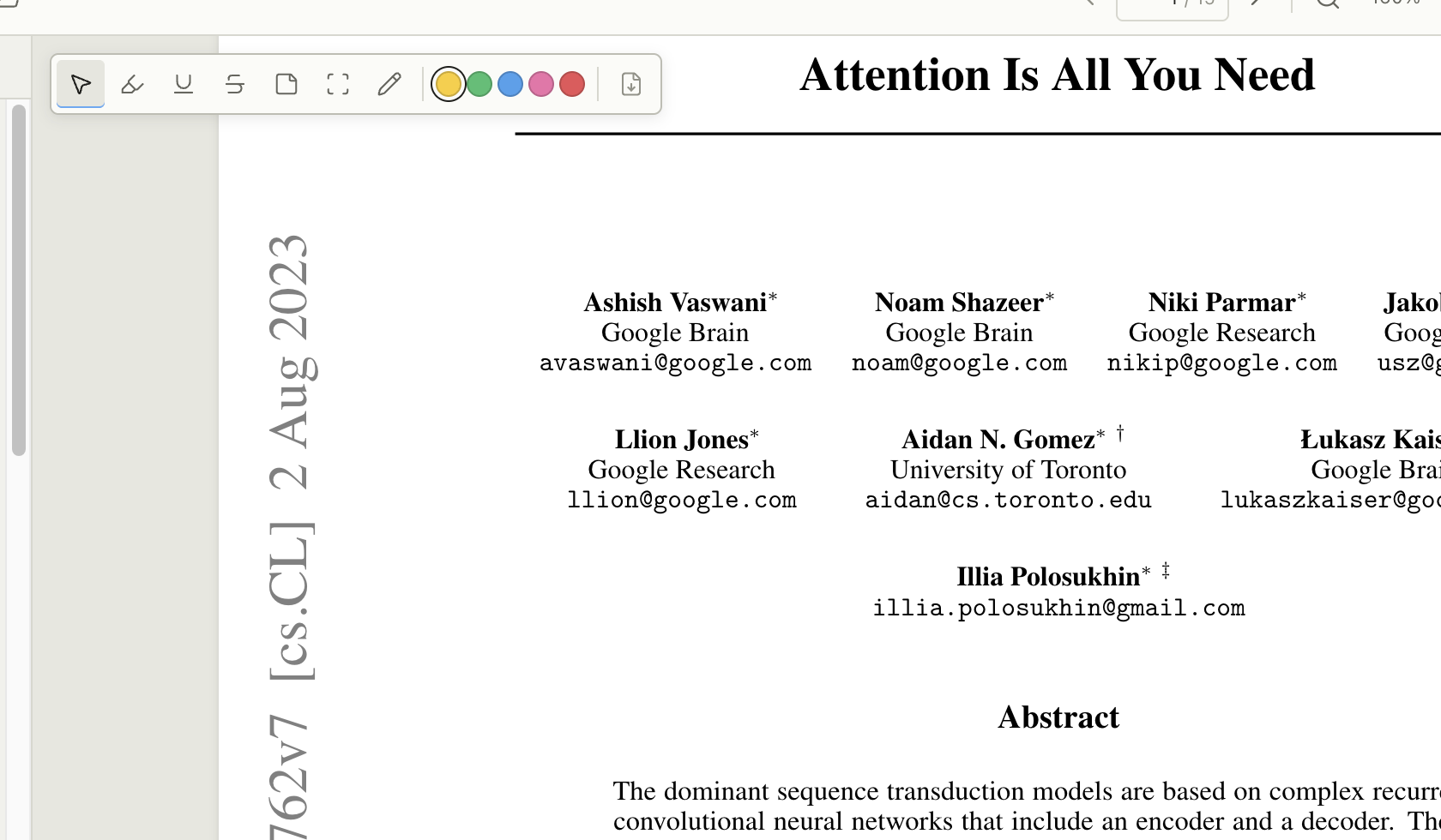 PaperFlow annotation controls on a PDF