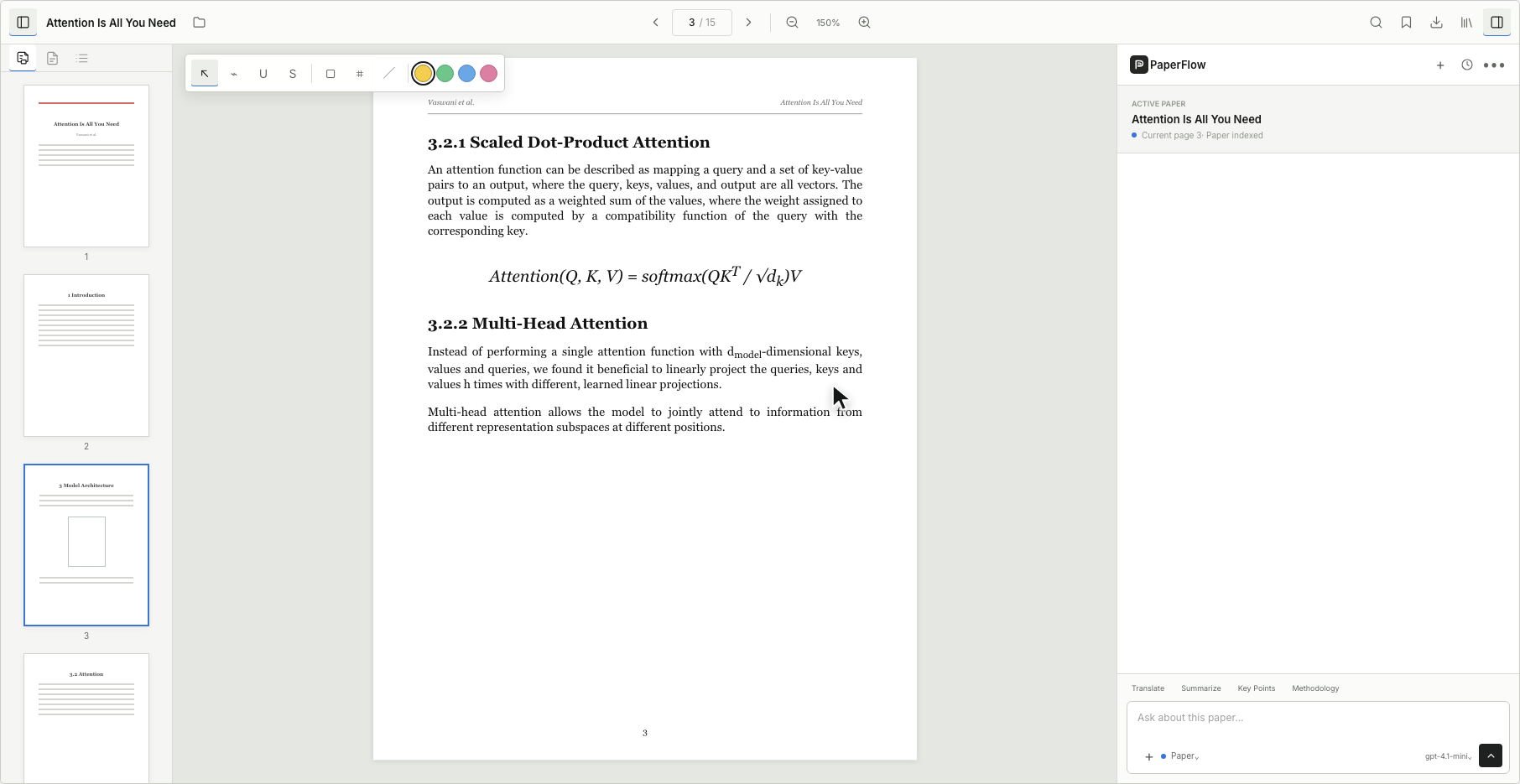 PaperFlow Reader with page-aware AI beside the source